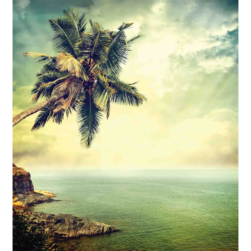 Hawaiian Palm Tree Scenic Queen Duvet Cover Set