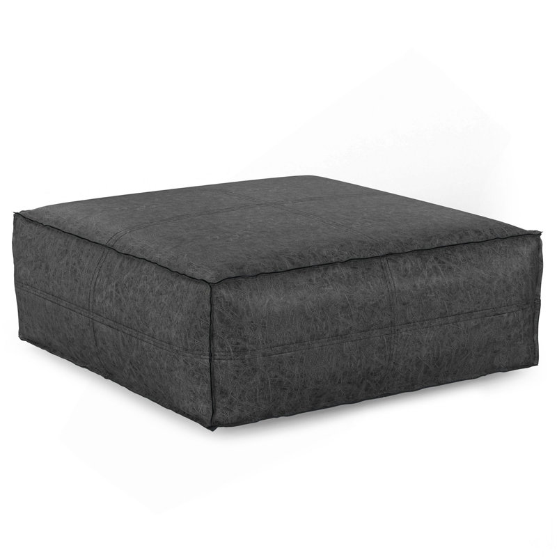 Brody - Extra Large Coffee Table Pouf, Black, 14" H x 36" W x 36" D