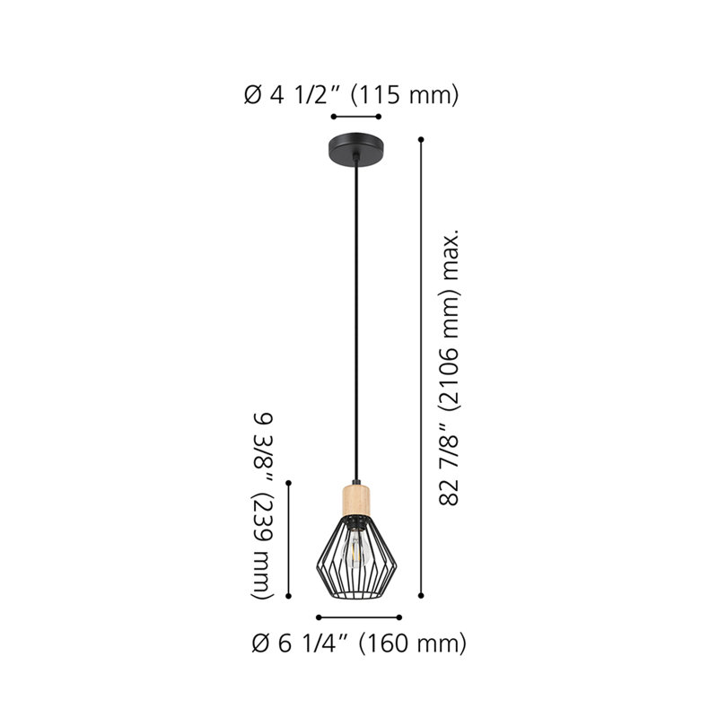 Luminaire suspendu géométrique 1 lumière