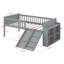 Structure de lit simple avec glissière, échelle et garde-corps - Lit plateforme en bois avec tablette de rangement et espace sous le lit-1457436476