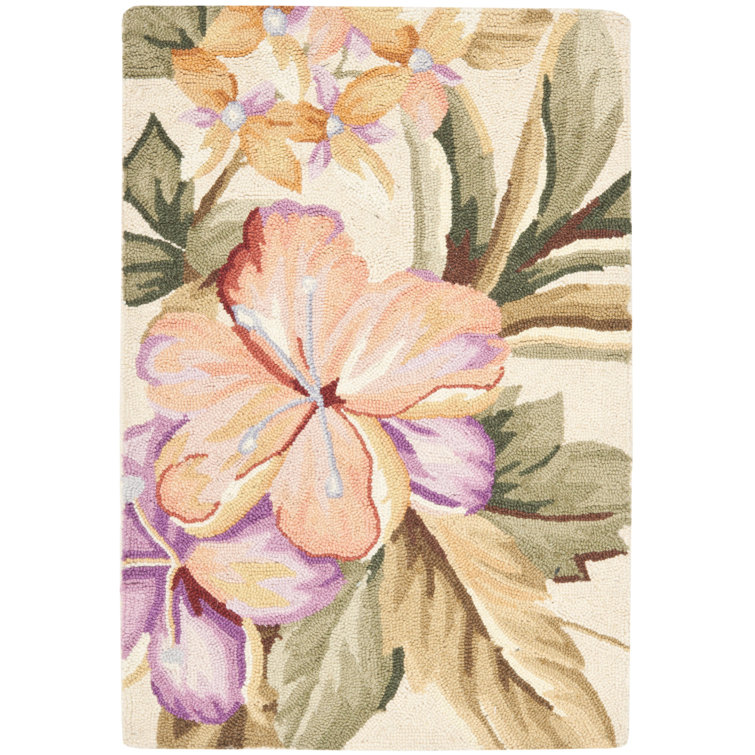 Lark Manor Hollander Hand Hooked Wool Floral Rug & Reviews | Wayfair