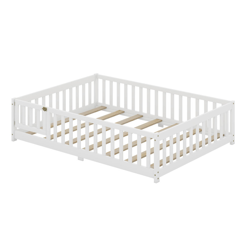 Lit sur pied avec clôture et porte, Double, Blanc