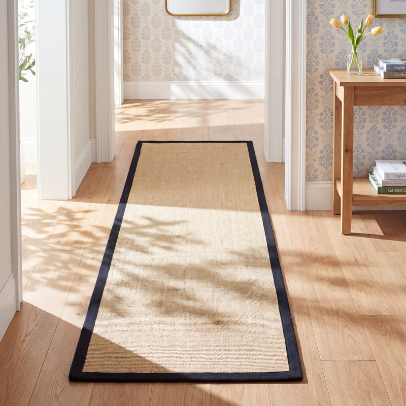Cybil Auckland Jute Maize/Black Area Rug, Runner 2'6" x 6'
