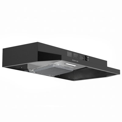 Hotte de cuisine sous-meuble de 76 cm (30 pouces), ultramince, en acier inoxydable (250 pi³/min), convertible à double mode (avec ou sans conduit), ventilateur à deux vitesses, filtres en aluminium à 3 couches, éclairage DEL (noir)