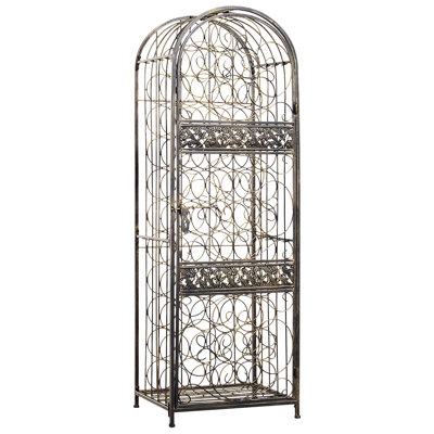 45 Bottle Wrought Iron Wine Rack Jail With Lock