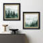 «Green Watercolor Pine Trees», ensemble de 2 brumes encadrées sur toile-123398524-123398525