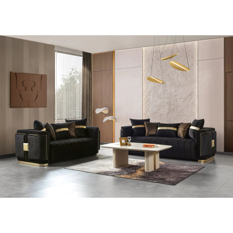 Ensemble 2 pièces en velours noir Karlinna, Noir