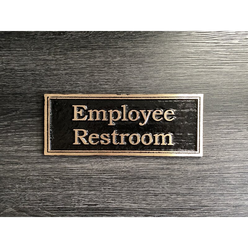 Contemporary Employee Restroom Sign, Black/Gold