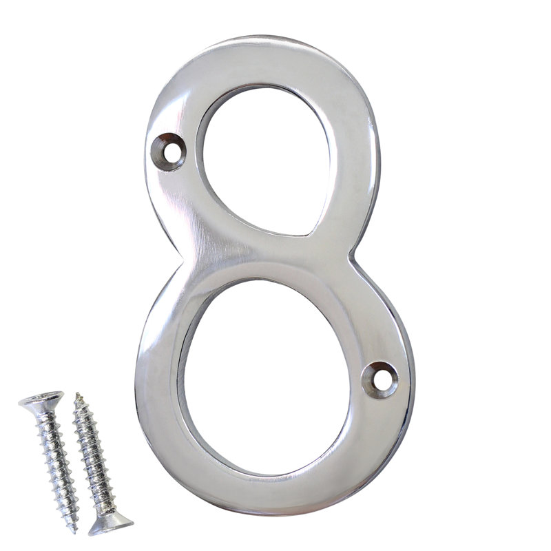 Numéro de maison 4 po, Chrome poli, 8