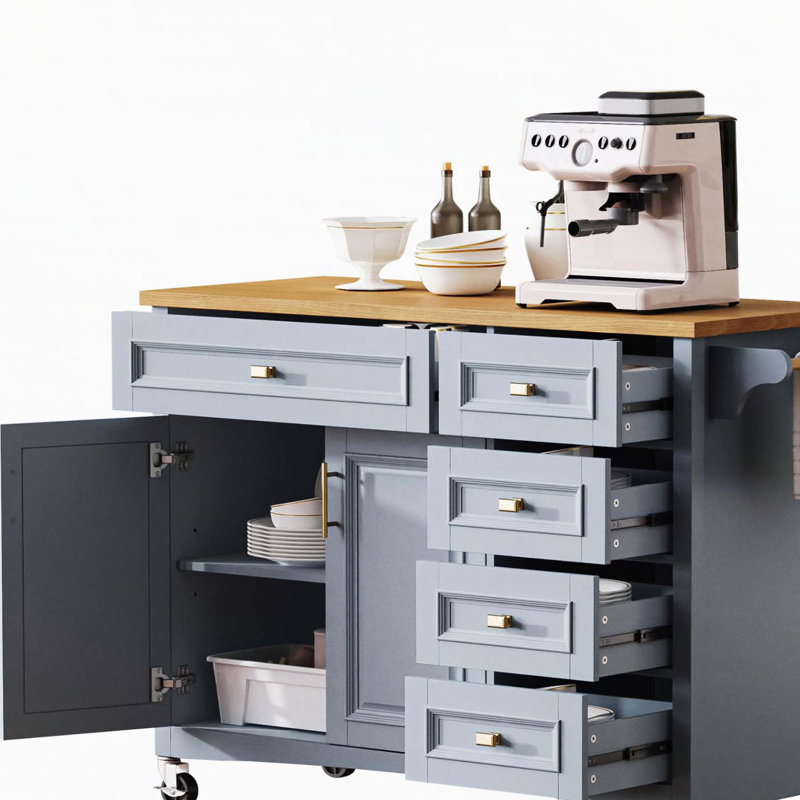 Îlot de cuisine 52 "avec abattant, Gris te bleu