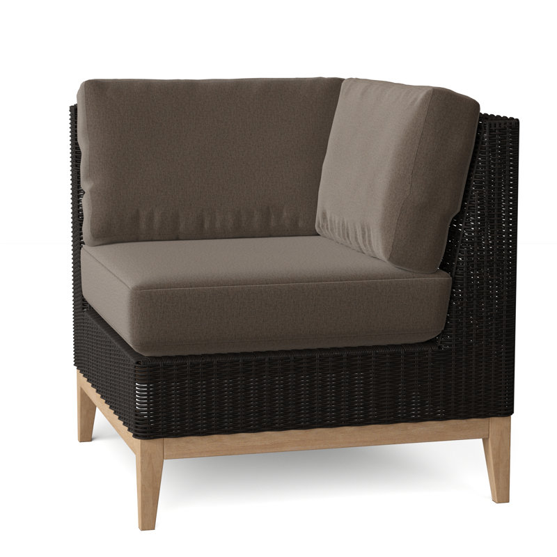 Frances Outdoor Corner Wedge Lounge Chair, Canvas Rain, Frances Black