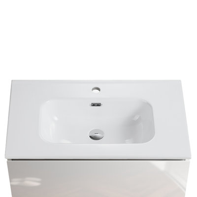 Bb09-30-311 Integrated White Ceramic Basin, Construction, Modern Sleek Design, Low - Maintenance, Rounded Edge Feature, 18.12 In Width, 29.89 Depth, 6.79 Height, 30.56 Lb Weight Glossy Sink, Quality