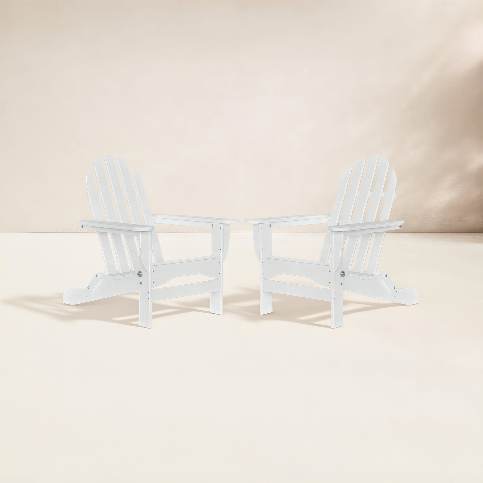 Leighton Foldable Outdoor Adirondack Set, White