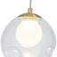 Luminaire suspendu 5 lumières moderne en métal doré avec abat-jour sphériques transparents pour hall d'entrée et salon