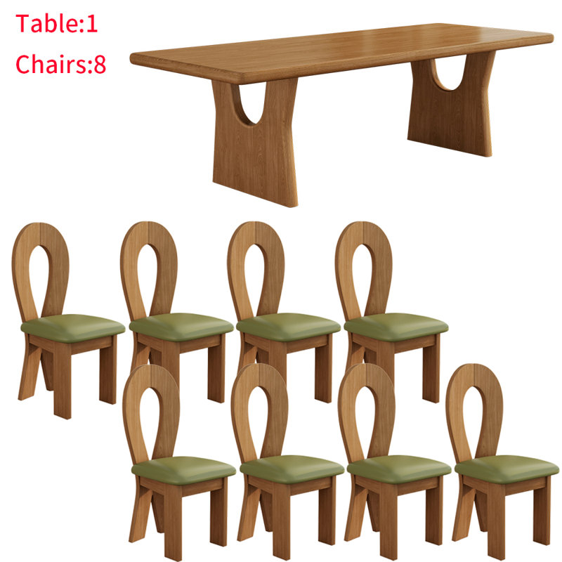 Nordic simple solid wood dining table set, 29.5"H x 70.8"L x 31.4"W