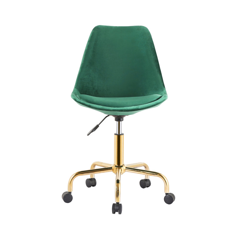 Chaise de bureau pivotante en velours Haisley, Vert