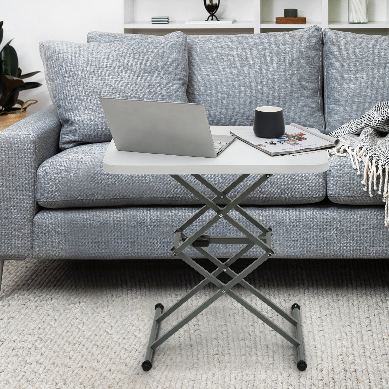 MoNiBloom 26" Adjustable TV Tray Table, Flip Top Laptop Table