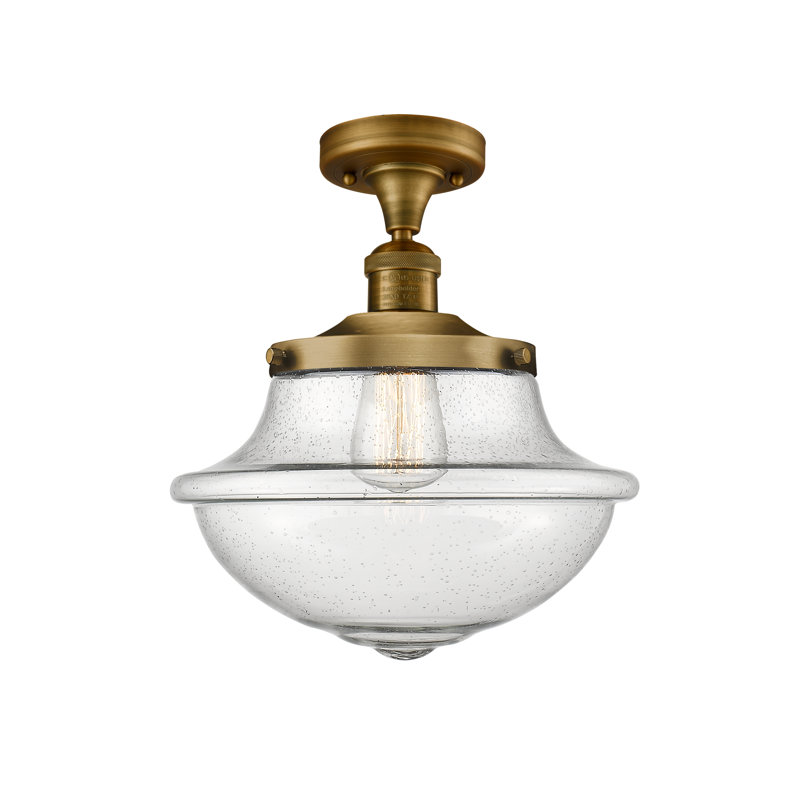 Plafonnier semi-encastré 1 lumière Baptiste, Grainé, Ampoule non incluse, Laiton brossé