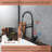 Kitchen Sink Faucet With LED Pull Down Sprayer, Commercial Single Handle High Arc Kitchen Faucet, Spring Sink Faucets With Deck Plate, Dual Spouts, Stainless Steel