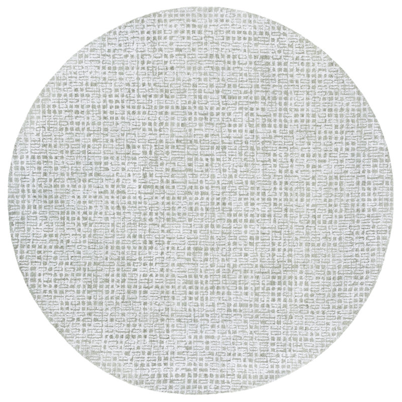 Seraiah Hand Tufted Viscose Wool Cotton With Latex Rug in Sage/Ivory, Round 6'