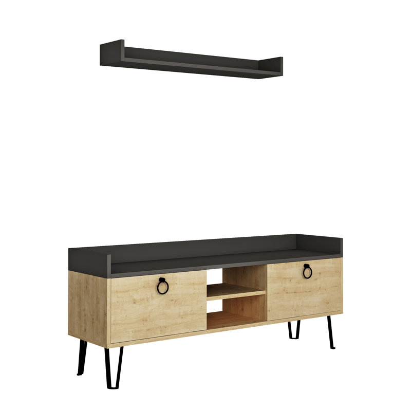 Silkgrass Unfinished TV Stand for TVs up to 60", Oak/Anthracite