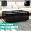 Table basse moderne et intelligente avec haut-parleur Fridgetooth intégré, chargement sans fil, panneau de commande tactile, port USB, protection pour prise de courant, lumière d'ambiance-1051593619