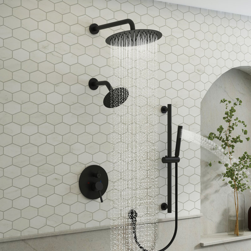6-Setting 10Inch Completed Shower System With Dual Showerheads And Slider Bar