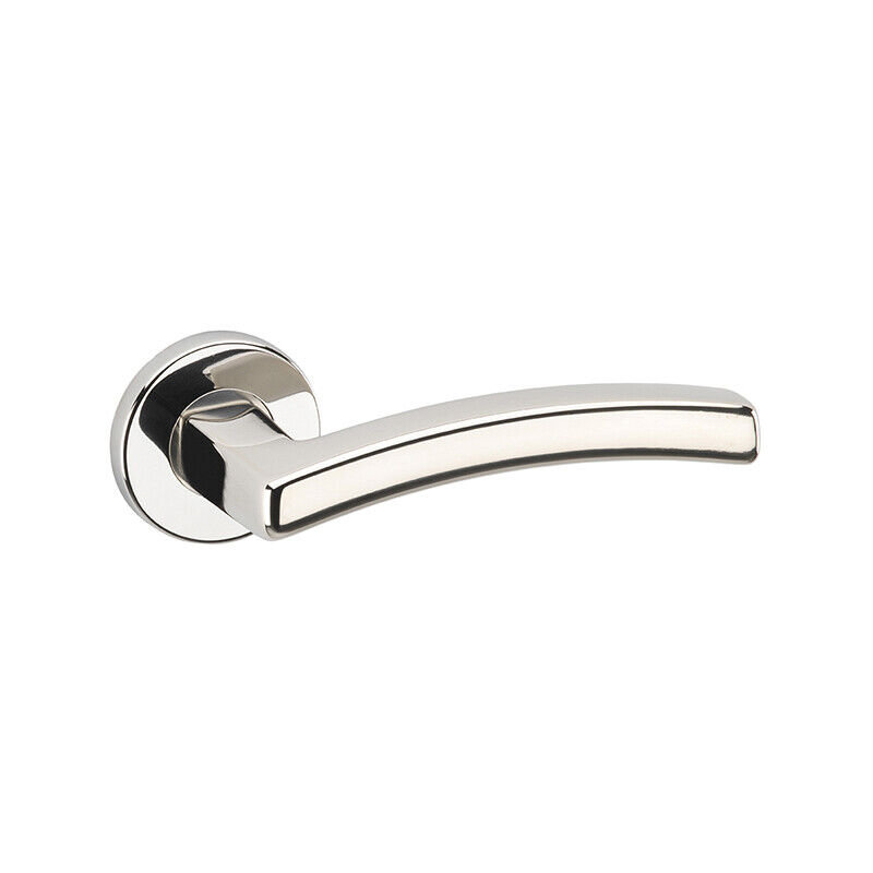 Door Handle, Polished Nickel Rose