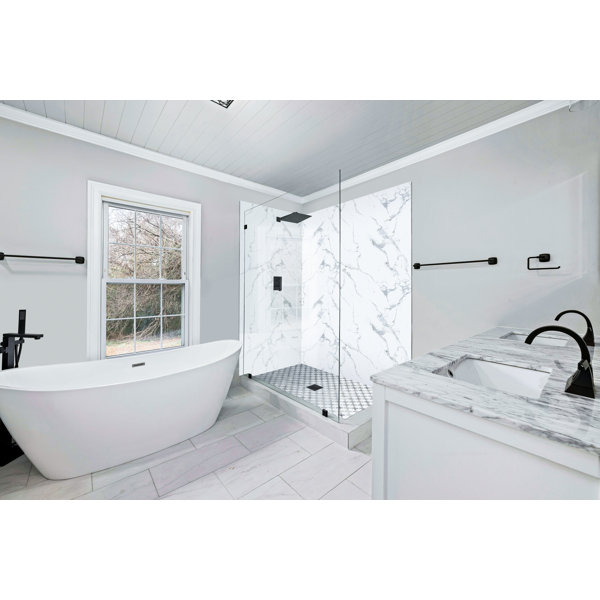 Palisade 23.2 in. x 11.1 in. Tile Shower and Tub Surround Kit in Carrara Marble