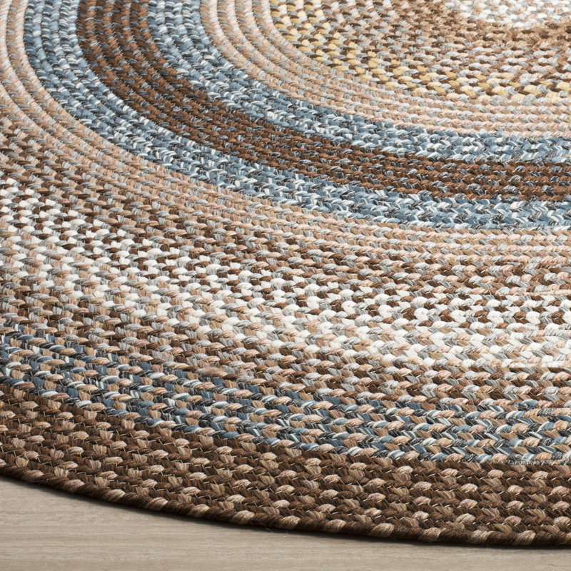 Tapis performance géométrique tissé à la main et lavable à la machine Liptak, Rond 7 pi