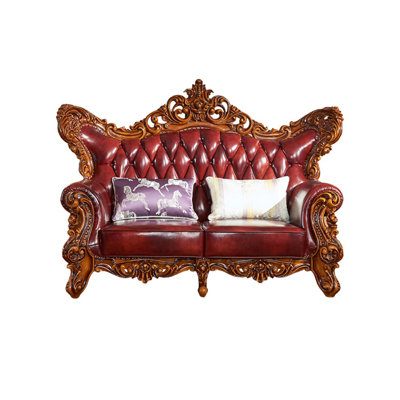 European Living Room Villa Leather Sofa 72.8'' Leather Loveseat