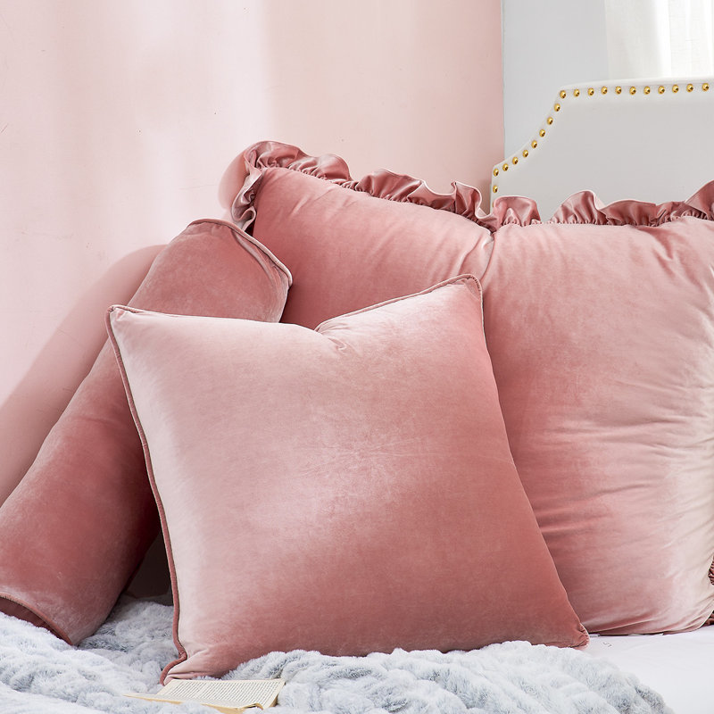 Ensemble de coussins en velours Rainha, Rose