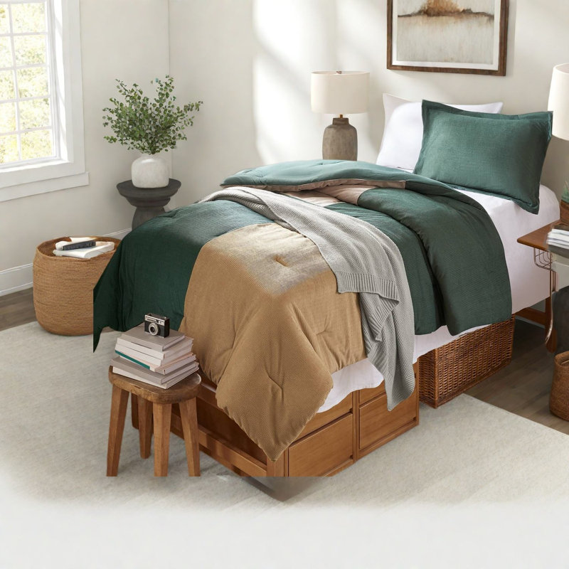 Ensembles de literie confortables et modernes, bloc de couleurs en velours côtelé de polyester simple TG