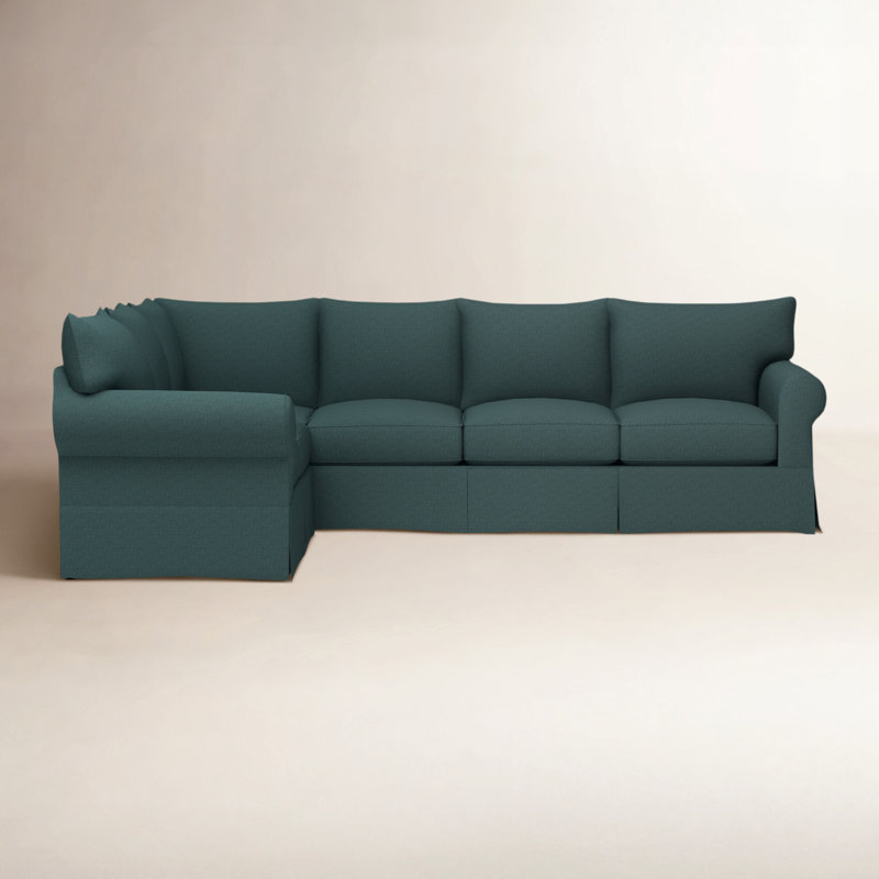 Amari L-Shaped Slipcovered Sectional, Left Hand Facing, Drusky Moonglow Sustain® Basketweave