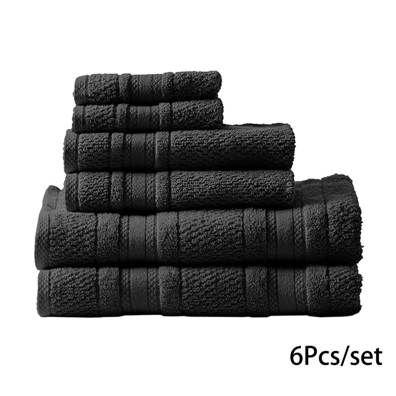 Ensemble de 6 pièces pour chambre d'amis 100% coton, Noir