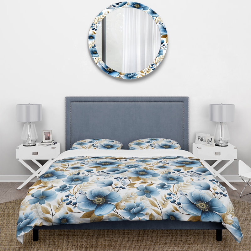 Ensemble de housse de couette à motif floral Watercolor Whimsy Blue Floral Melody V