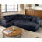 Corduroy U-Shape Sectional With Pull Out Bed & Storage Chaise + 6 Pillows-414278561-414281536