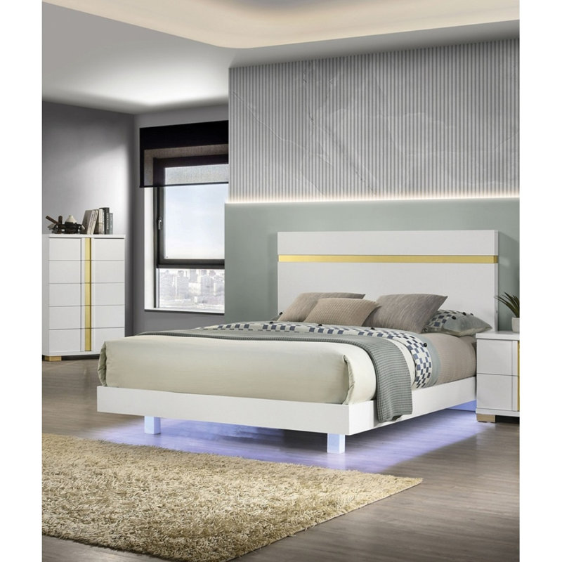 Cadre de lit blanc avec grand lit 1pc