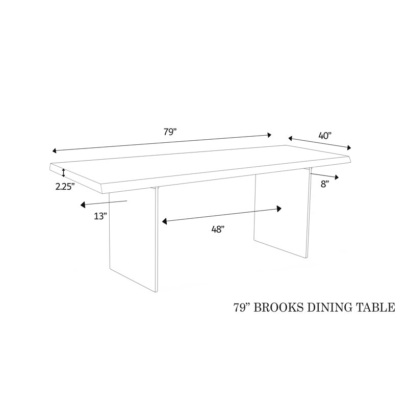 Colin Acacia Solid Wood Top Metal Base Dining Table, 29.75"H x 79"L x 40"W, Ebonized