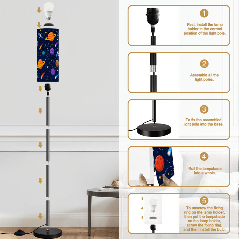 Lampe sur pied à thème solaire Système solaire pour enfants sans soudure