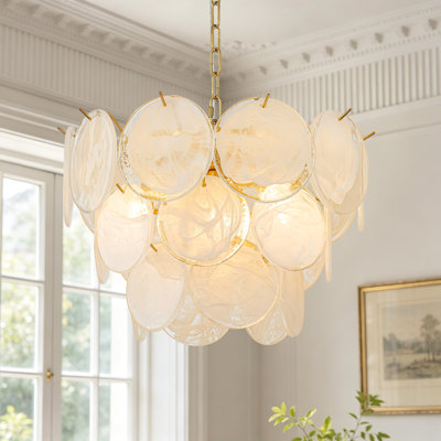 4-Light Modern Glam Tiered Handcrafted Textured Glass Chandelier