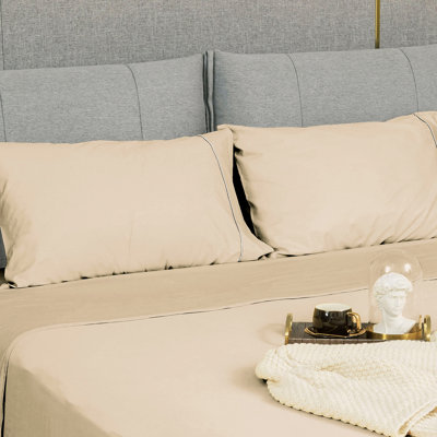 Sliver Cording 100% Cotton Sateen Pillowcases Open Pillowcases Set