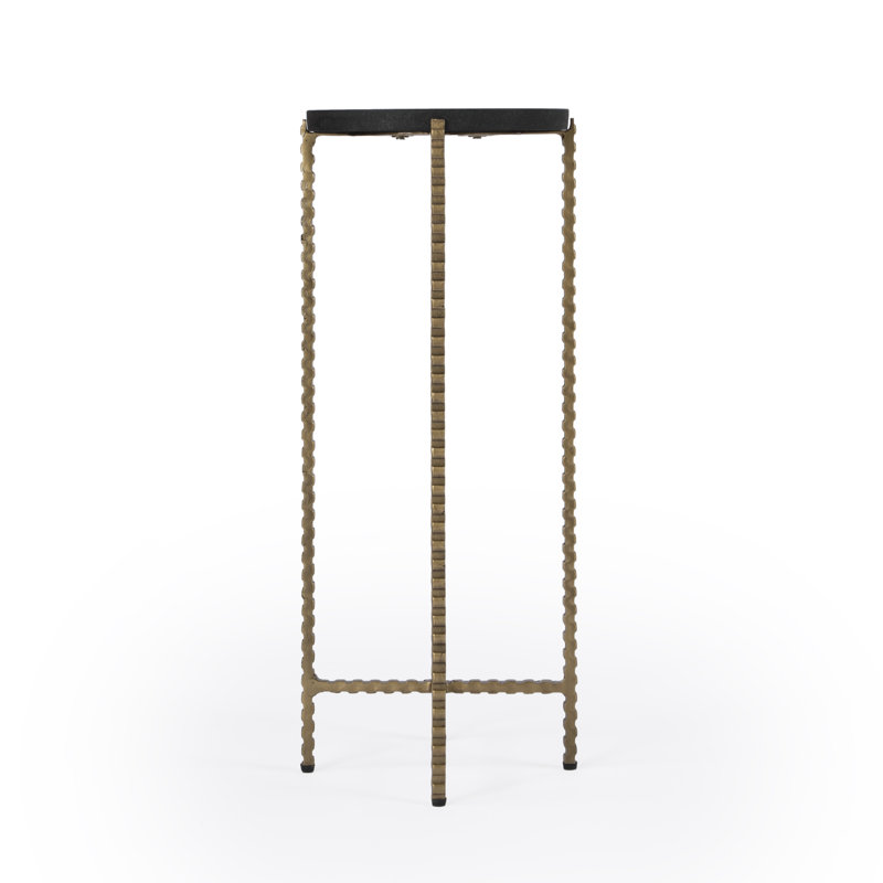 Nigella Granite Cross Legs Side Table, Black Granite/Gold