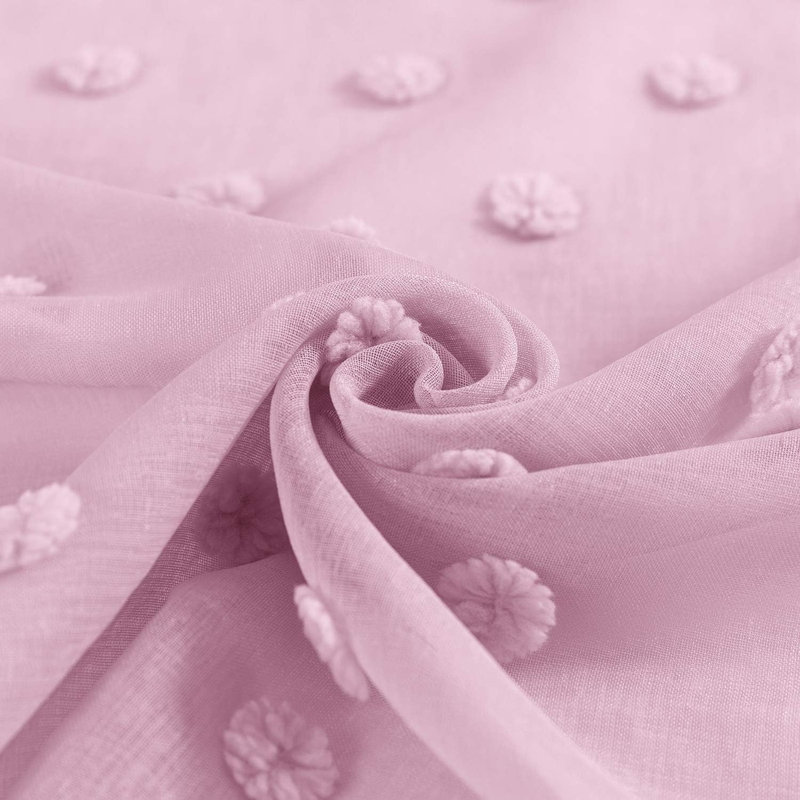 Rideaux transparents avec passe-tringle Pom Pom Voile, L 54 po x L 63 po, Rose