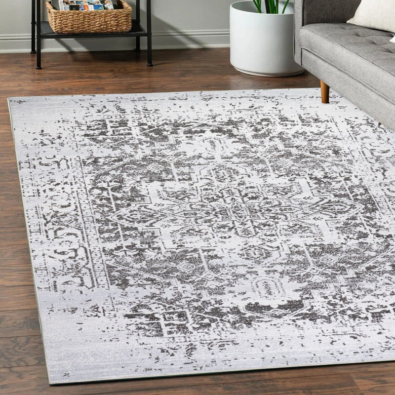 Tapis lavable à la machine avec envers antidérapant à motif floral moderne abstrait brun et crème, Rectangle 4 pi x 6 pi