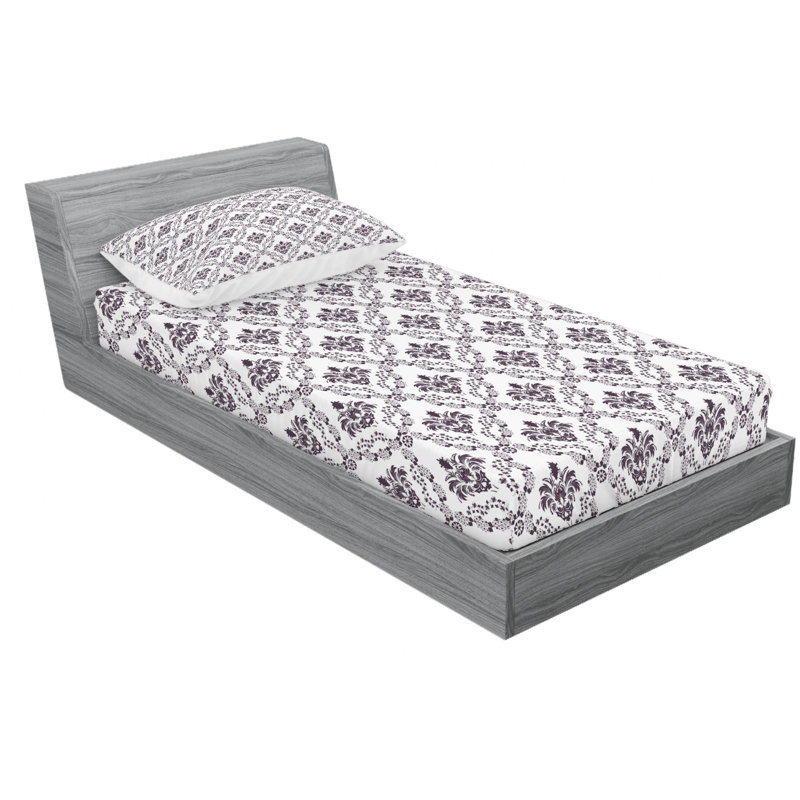 Microfiber Damask Sheet Set, Twin XL Sheet Set with Fitted Sheet