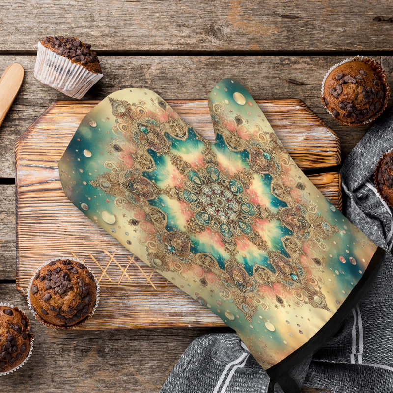 Glimmering Spiral Dye Oven Mitt Cotton Twill
