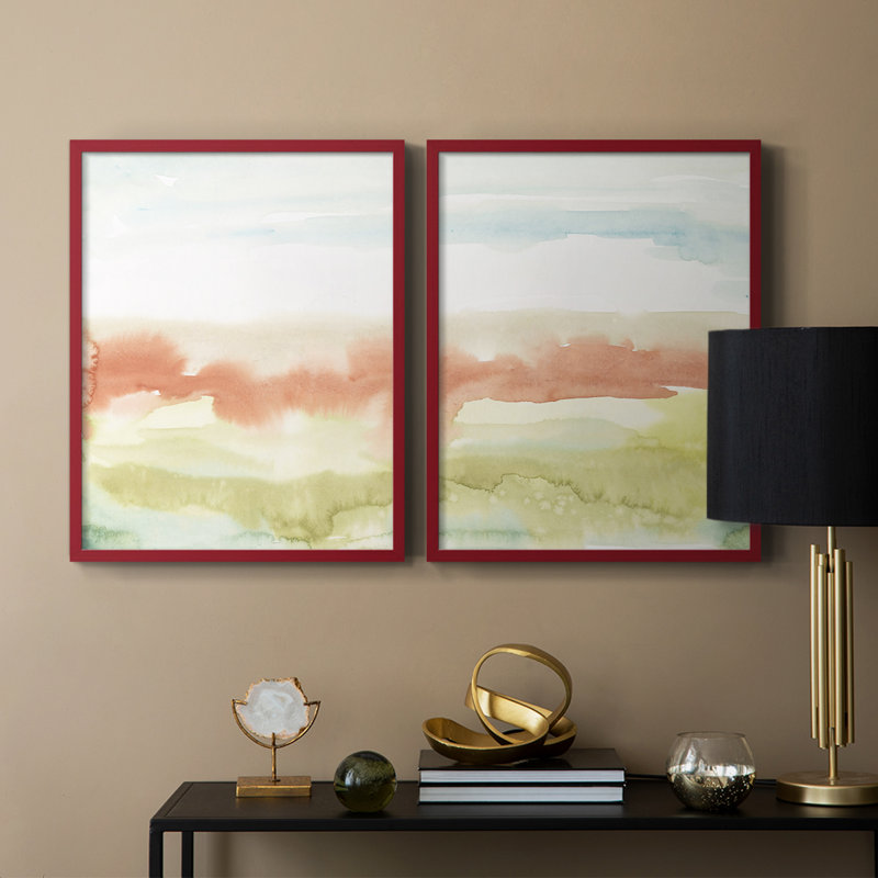 «Blush Sunrise I», reproduction encadrée de qualité supérieure - prête à être accrochée - aucun clou requis - aucun clou requis