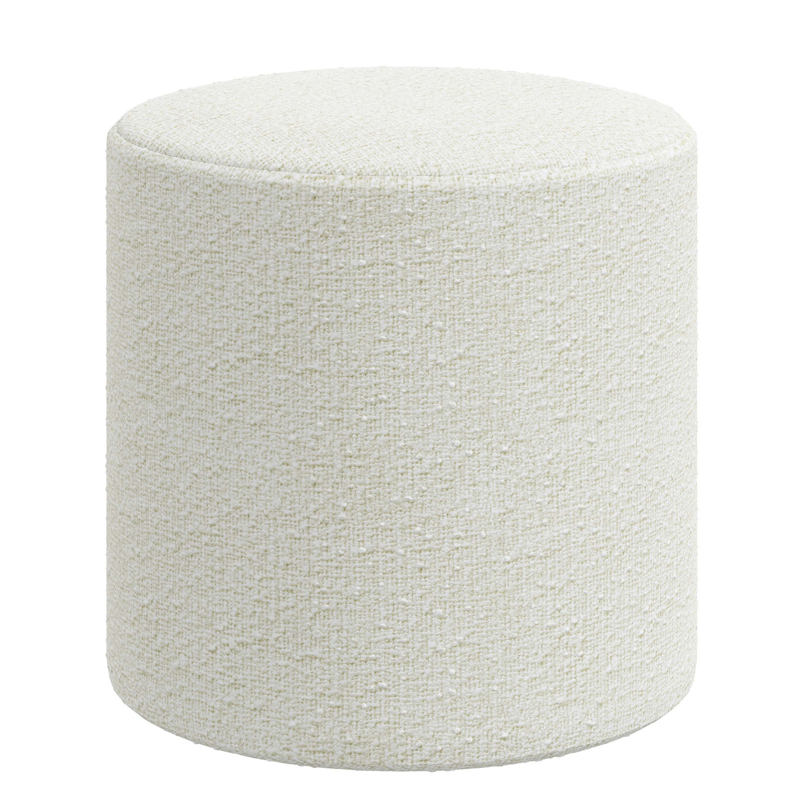 Epaulette Upholstered Ottoman, Classic Snow Boucle