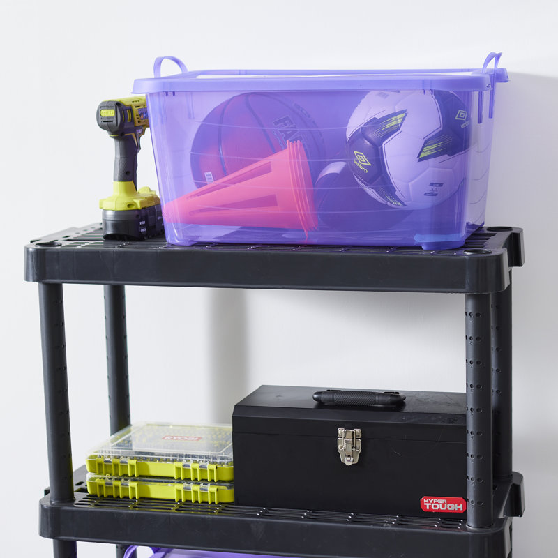 Purple 55 Quart Stackable Plastic Storage Container with Lid